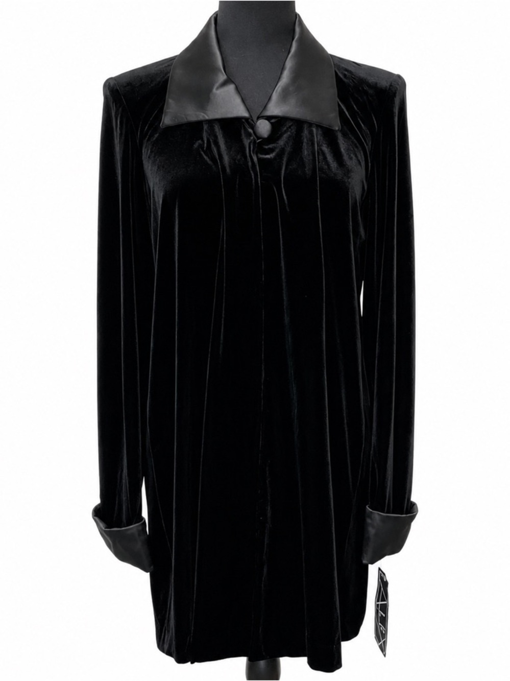 Alex Evenings Formal Jacket Velvet W/Satin Black Collar/Cuffs Small NWT VTG Goth